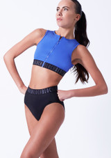 Bloch Remy Zip Front Tank Crop Top Blue Front [Blue]