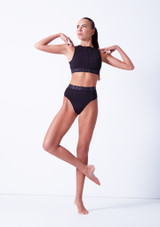 Bloch Remy Zip Front Tank Crop Top Black Front [Black]