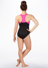 GK Elite Berry Breeze Racerback Gymnastics Leotard Black-Purple Back [Black]