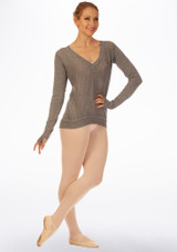 Bloch Orion Long Sleeve Dance Jumper Grey Front [Grey]