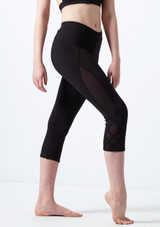 Bloch Teen Mesh 3/4 Dance Leggings* Black Front [Black]