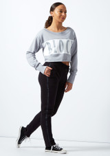 Bloch Cropped Logo Sweatshirt Grey Front [Grey]
