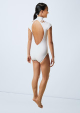 Weissman Woven Mock Neck Leotard White Back [White]