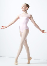 Intermezzo Teen Cap Sleeve Mesh Leotard Pink Front [Pink]