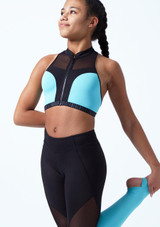 Bloch Teen Panelled Crop Top Blue Front [Blue]