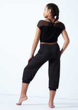 Bloch Teen Perforated Cropped Pants Black Back [Black]