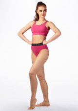 Bloch Mesh Keyhole Dance Crop Top Pink Front [Pink]