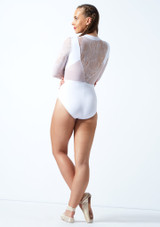 Intermezzo 3/4 Sleeve Zip Lace Leotard White Back [White]