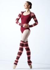 Move Dance Orchid Striped Knit Dance Shrug Pink Front [Pink]