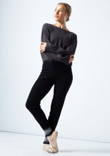 Move Dance Charm Ribbed Knit Cropped Dance Jumper Grey Front 2 [Grey]