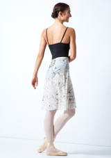 Move Dance Floral Long Wrap Dance Skirt - Ivory Cream Back [White]