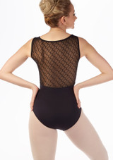 Move Wave Mesh Tank Leotard Black Back [Black]