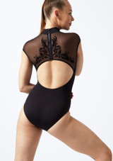 Bloch Flock Mesh Cap Sleeve Leotard* Black Back [Black]