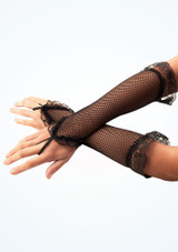 Lace Fishnet Gloves Black Main [Black]