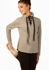 So Danca Elma Lace Up Dance Hoodie Grey Front [Grey]