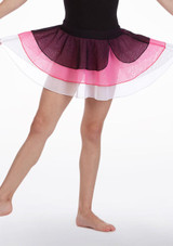So Danca Girls Triple Layered Dance Skirt Black-Pink Front [Black]