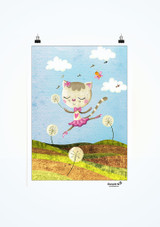 DanzArte Dancing Cat On Meadow Poster Multi-Colour Main 2 [Multi-Colour]