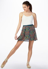 Basilica Short Patterned Wrap Skirt - Teal Teal Front [Blue]