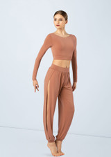 Weissman Knotted Back Crop Top [Brown]