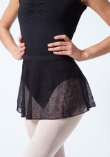 Mirella Lace Mesh Pull On Skirt Black Close up front [Black]