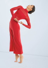 Weissman Culotte Unitard With Mesh Red [Red]