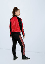 Weissman Striped Sleeve Satin Bomber Red [Red]