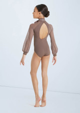 Weissman Long Sleeve Bow Tie Leotard Mocha 2 [Brown]