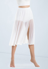 Weissman Midi Length Mesh Skirt White [White]