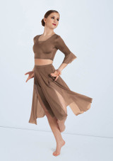 Weissman Flounce Sleeve Crop Top Mocha [Brown]