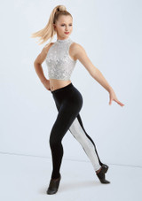 Weissman Sequin Sleeveless Crop Top Argento [Argento]