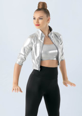 Weissman Cropped Metallic Jacket Silver [Silver]