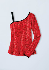 Weissman One Sleeve Sequin Tunic Red [Red]