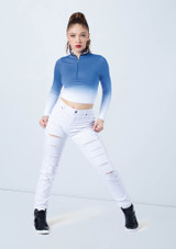 Weissman Ombre Zip Front Crop Top White 2 [White]