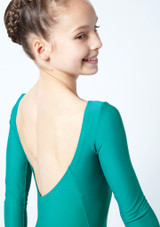 Move Dance Teen Camille Long Sleeve Leotard Green Close up back [Green]