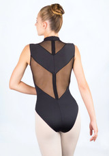 Ballet Rosa Ilaria Turtle Neck Mesh Leotard Black Back [Black]