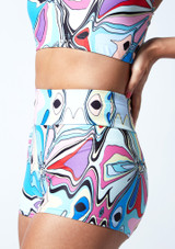 Move Dance Astra High Waisted Shorts - Marble Close up front [Multi-Colour]