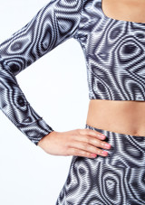 Move Dance Estella Square Neck Crop Top - Dimensions Close up front [Patterned]