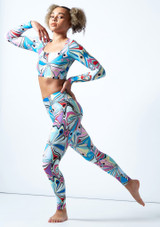 Move Dance Estella Square Neck Crop Top - Marble Front 2 [Multi-Colour]