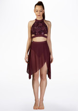 Bloch Mid Length Front Wrap Skirt* Burgundy Front 2 [Red]