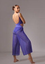 Move Dance Elsie Mesh High Waisted Crop Dance Trousers Deep Blue Back [Blue]