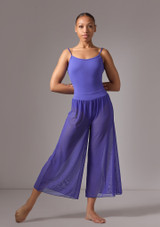 Move Dance Elsie Mesh High Waisted Crop Dance Trousers Deep Blue Front [Blue]