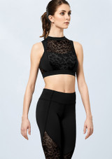 Bloch Azami Animal Print Crop Top Black Front [Black]