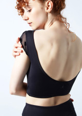 Move Dance Joelle Cap Sleeve Crop Top Black Close up back [Black]
