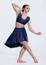 Weissman Charmeuse High-Low Skirt Navy Blue [Blue]