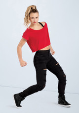 Weissman Oversized Crop Top Lipstick [Multi-Colour]