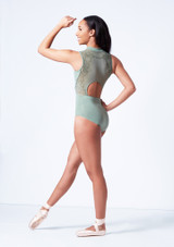 Bloch Harper Zip Front Mesh Back Leotard Back 2 [Green]