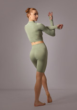Move Dance Orianna Seamless Zip Crop Top Aloe Green Back [Green]