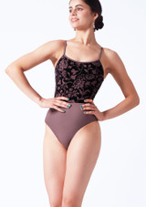 Intermezzo Bridget Flocked Camisole Leotard Front [Purple]