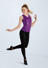 Weissman Sequin V-Neck Tank Electric Purple [Purple]