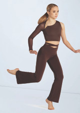 Weissman Asymmetric Mesh Sleeve Crop
